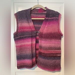 Homemade Knit Vest Pink & Grey size S/M